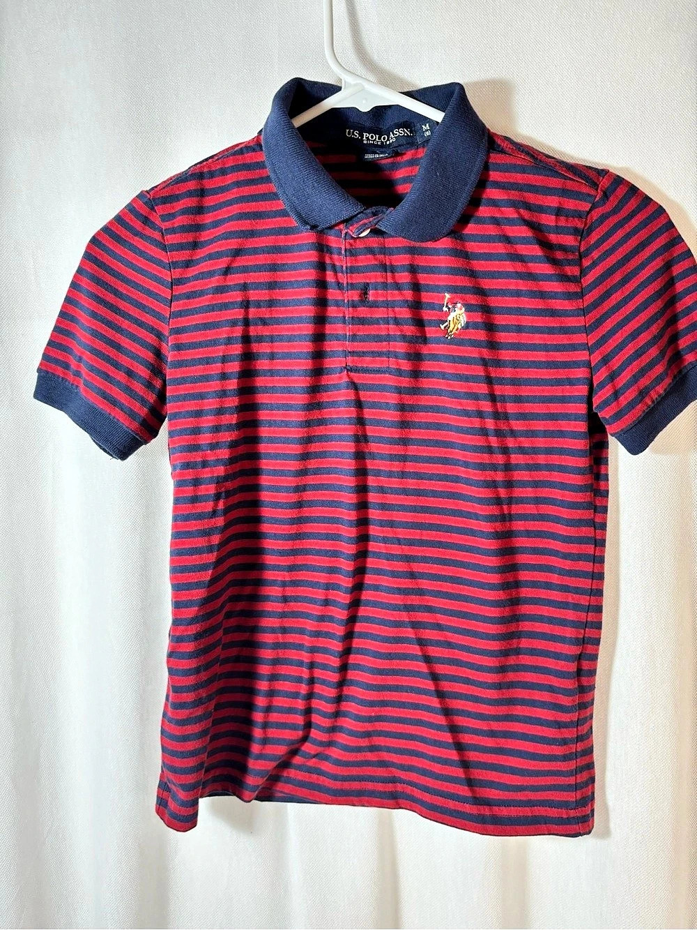 U.S. Polo Assn. Striped Polo Shirt in Blue & Red Kids Size Medium